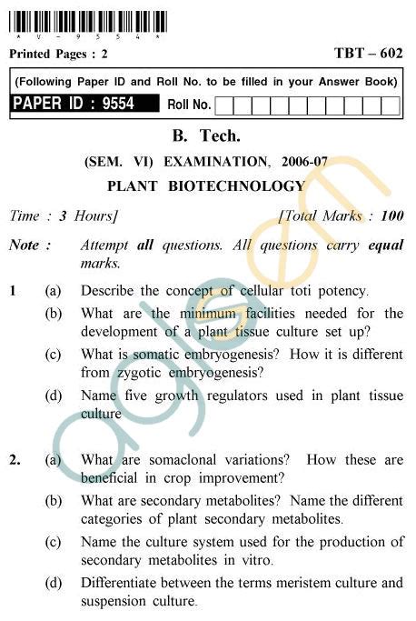 Full Download Plant Biotechnology Question Paper 
