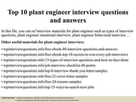 Read Plant Engineer Interview Questions 