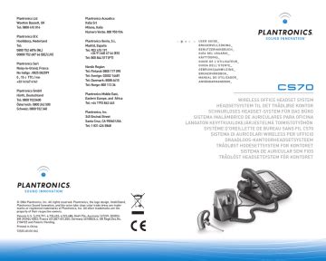 Read Plantronics Cs70N Wireless Headset User Guide 