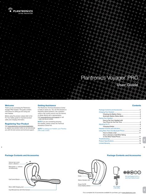 Read Plantronics Voyager Pro User Guide 