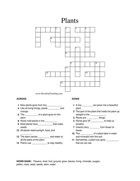Plants Crossword Puzzles Crossword Hobbyist Plant Tropisms Worksheet - Plant Tropisms Worksheet