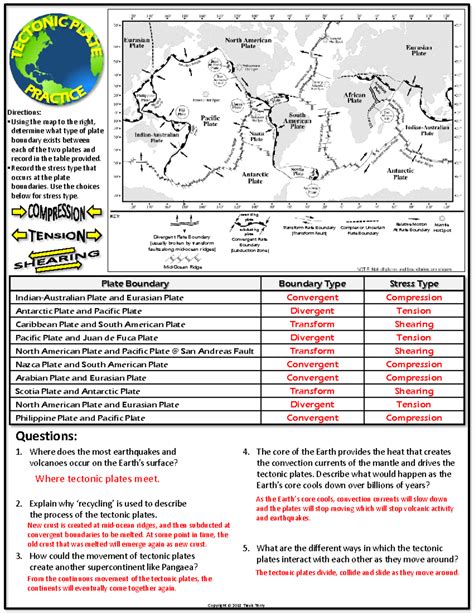 Plate Tectonics Answers