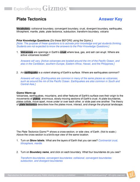 Plate Tectonics Comprehension Questions Answer Key   Plate Tectonics Questions Practice Questions With Answers Amp - Plate Tectonics Comprehension Questions Answer Key