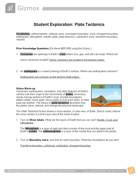 Plate Tectonics Gizmo Answer Key