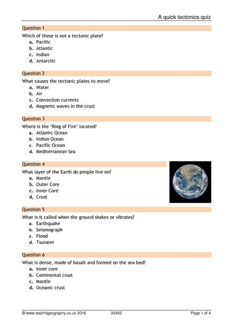 Plate Tectonics Questions Practice Questions With Answers Amp Plate Tectonics Comprehension Questions Answer Key - Plate Tectonics Comprehension Questions Answer Key