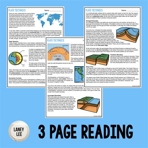 Plate Tectonics Reading Comprehension Passage With Questions Plate Tectonics Comprehension Questions Answer Key - Plate Tectonics Comprehension Questions Answer Key