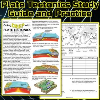 Plate Tectonics Study Guide Worksheet