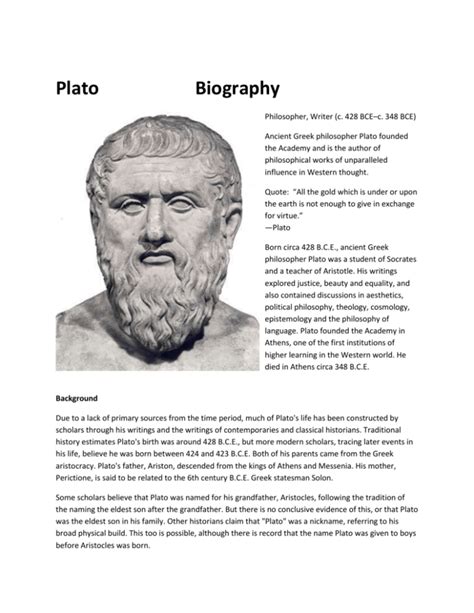 plato biography summary form