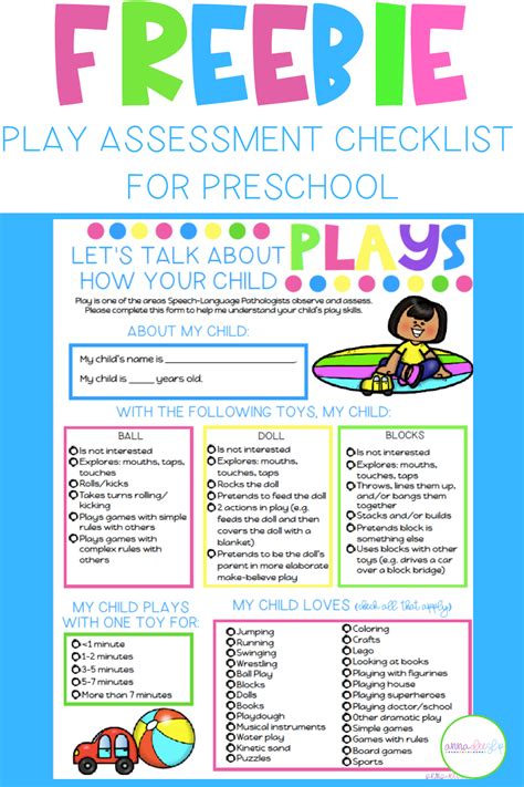 Play Based Assessment Checklist