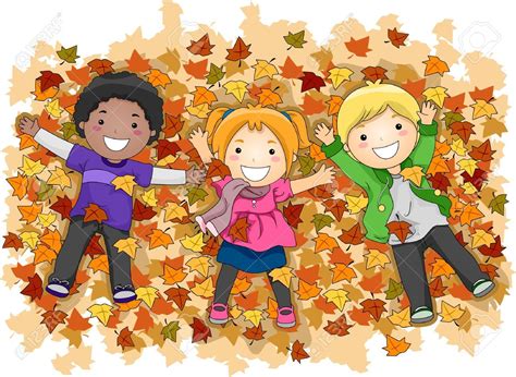 Playing In Fall Leaves Clip Art