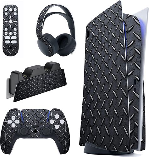 playvital Black Full Set Skin Decal for ps5 Console Disc Edition ...