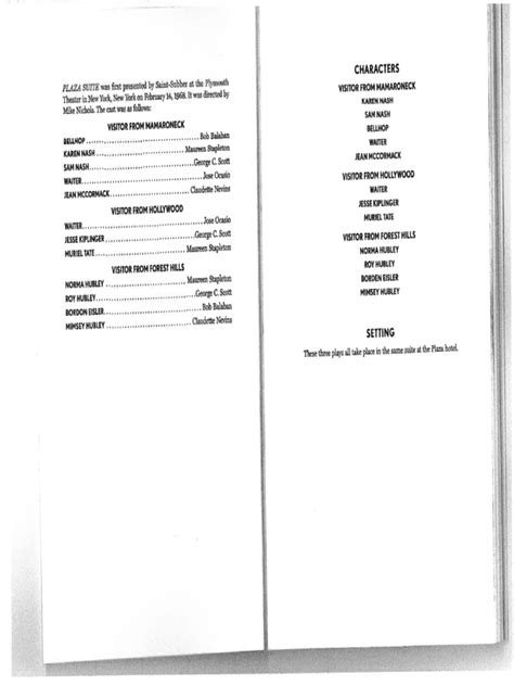 Plaza Suite Script