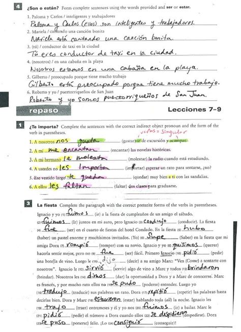 plazas spanish answer key