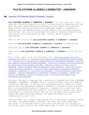 ple platoweb algebra 2 semester 2