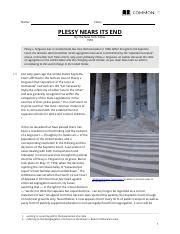 Plessy Nears Its End Common Lit Answers Flashcards Plessy Vferguson Worksheet Answers - Plessy Vferguson Worksheet Answers