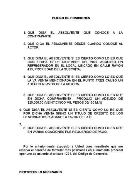 Pliego De Posiciones