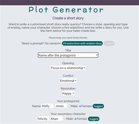 plot generator for online dating