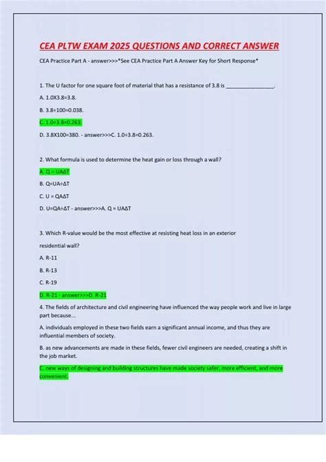 Pltw Cea Practice Exam