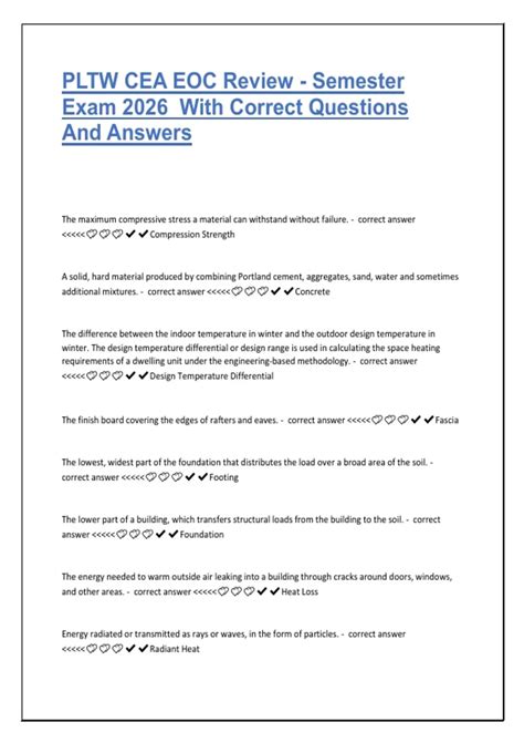 Pltw Eoc Study Guide Answers