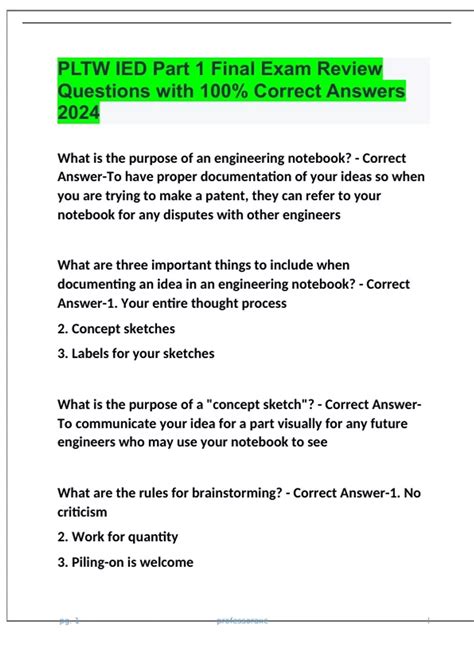 pltw ied final exam part b answers