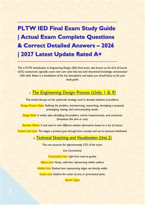 Pltw Ied Final Study Guide Answers