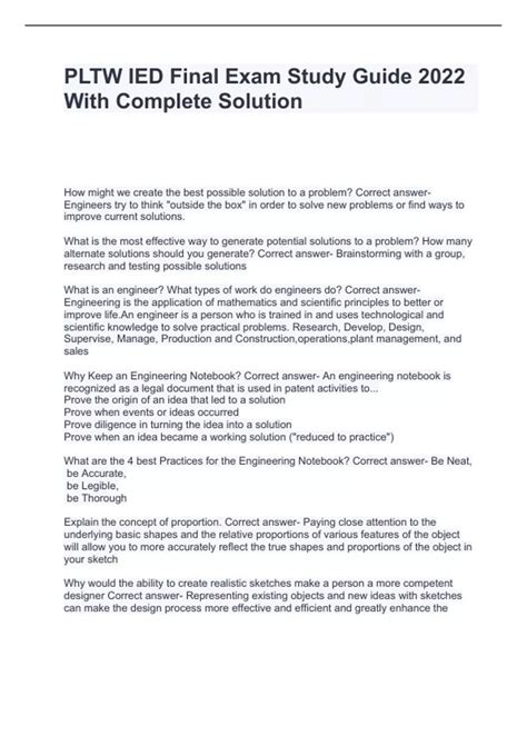 pltw ied study guide