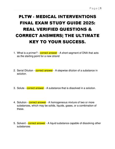 Pltw Medical Interventions Answer Key
