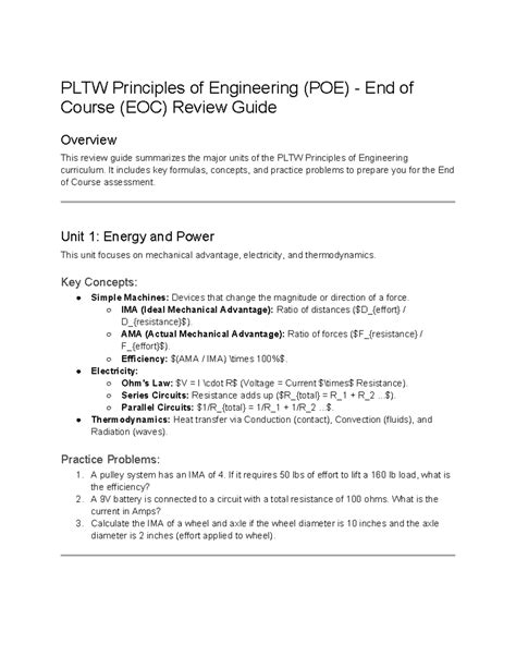 Pltw Poe Eoc Study Guide