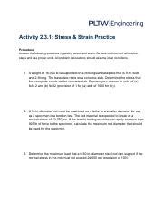 Pltw Stress Strain Answer Key