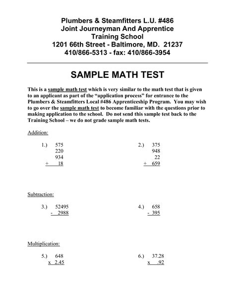 plumbers union aptitude test ua 290 oregon