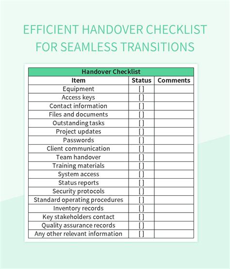 plumbing system handover checklist