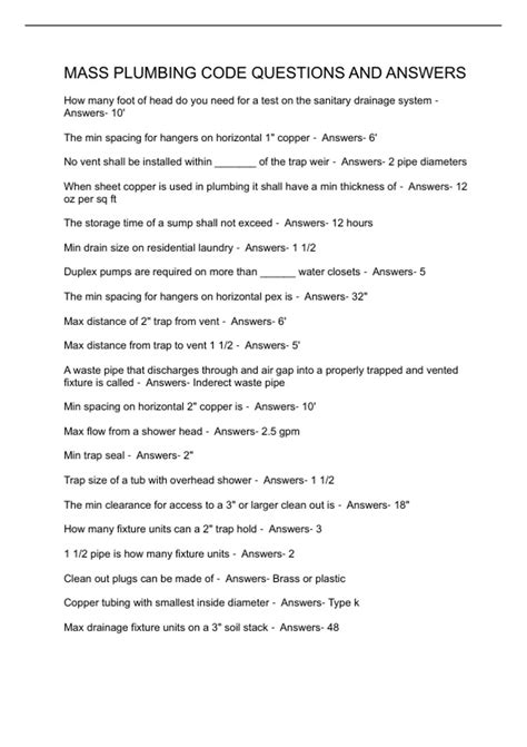 Read Online Plumbing Code Questions And Answers 