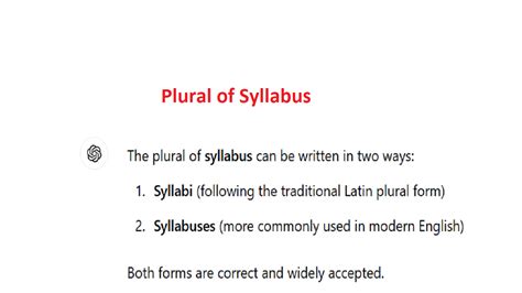 Plural Form Of Syllabus