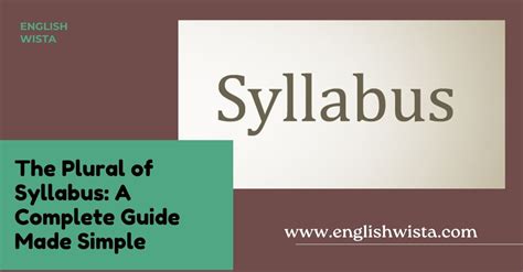 Plural Of Syllabus