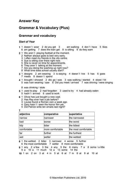 plus answer key lesson