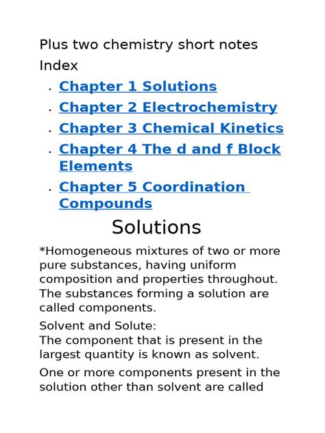 Plus Two Chemistry Notes