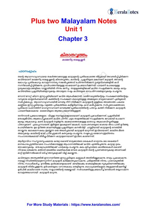 Plus Two Malayalam Notes Pdf Download