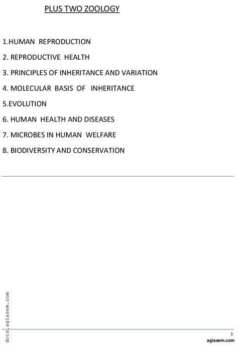 Plus Two Zoology Notes