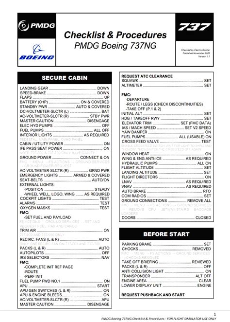 Pmdg 737 Checklist
