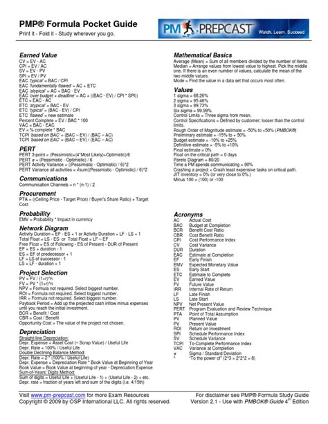 Read Pmp Formula Pocket Guide Pmtutor 