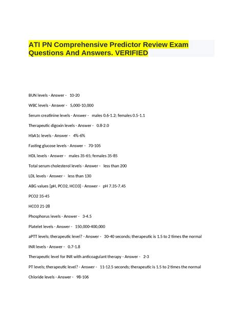 Read Online Pn Ati Comprehensive Predictor 2011 Test Answers 