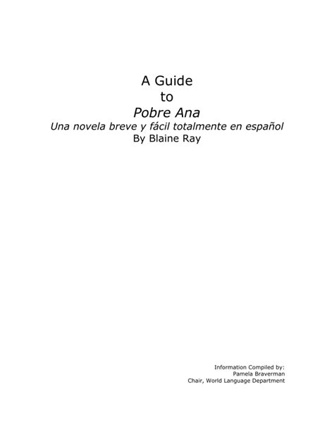 pobre ana study guide answer key