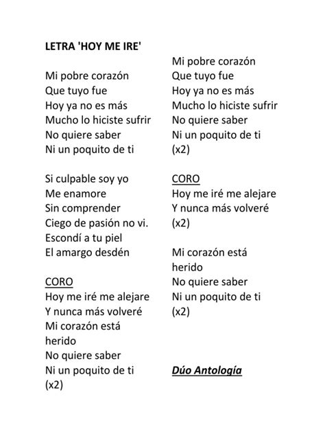 Pobre Corazon Letra
