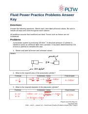 Poe Activity Fluid Power Practice Problems