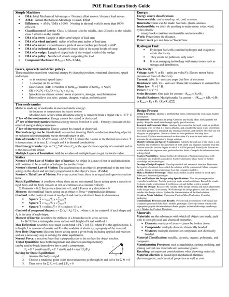 Poe Final Exam Cheat Sheet