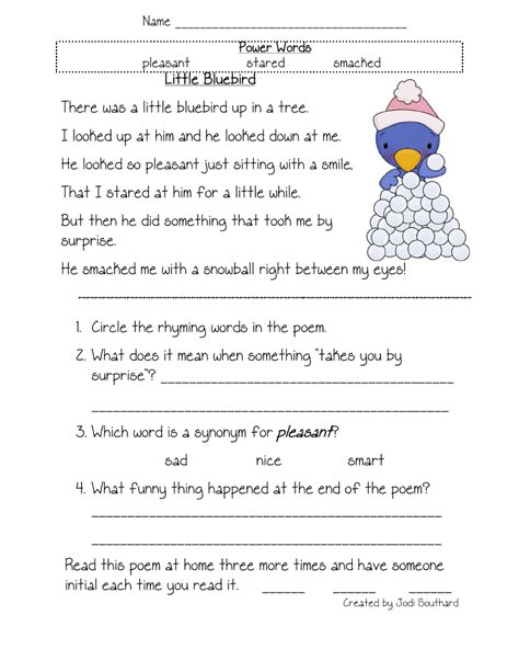 Poem Comprehension For Grade 1   Poetry Comprehension Practice 4th Grade - Poem Comprehension For Grade 1