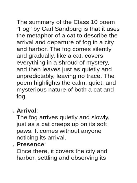 Poem Fog Summary