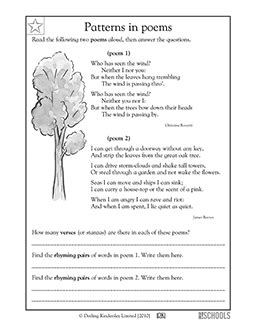 Poems Identifying Patterns 3rd Grade Reading Worksheet Greatschools Poem Activities For 3rd Grade - Poem Activities For 3rd Grade
