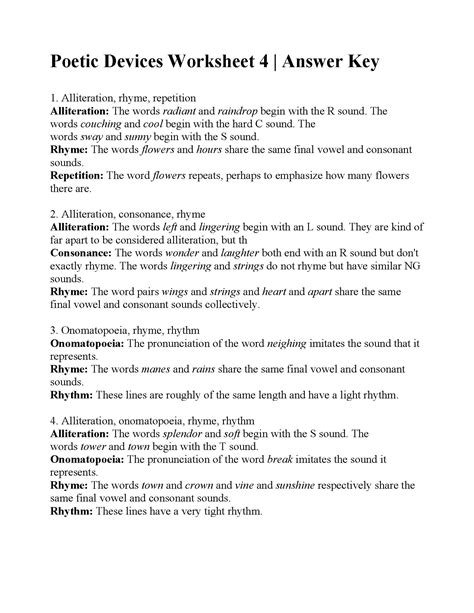 Poetic Devices Worksheet 4 Answer Key 8211 Askworksheet Sound Devices In Poetry Worksheet - Sound Devices In Poetry Worksheet