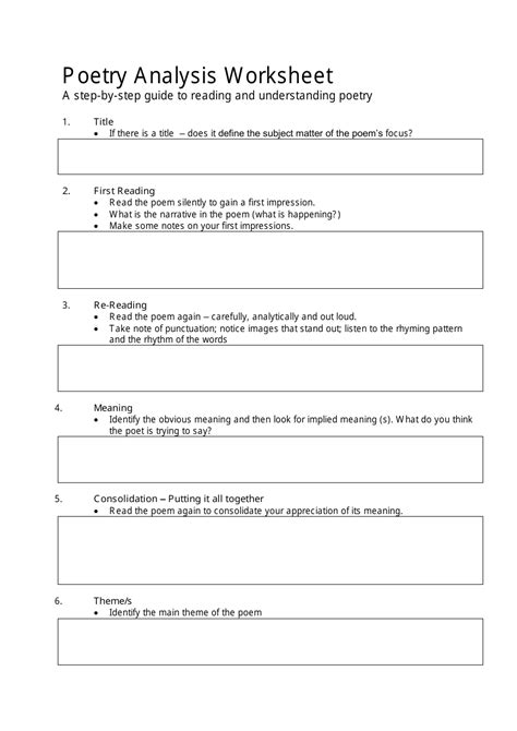 Poetic Elements Worksheet   How To Analyze A Poem Examples Worksheet Questions - Poetic Elements Worksheet